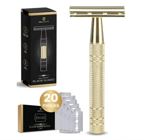 wellshave safety razor in luxe goud kleurige finish